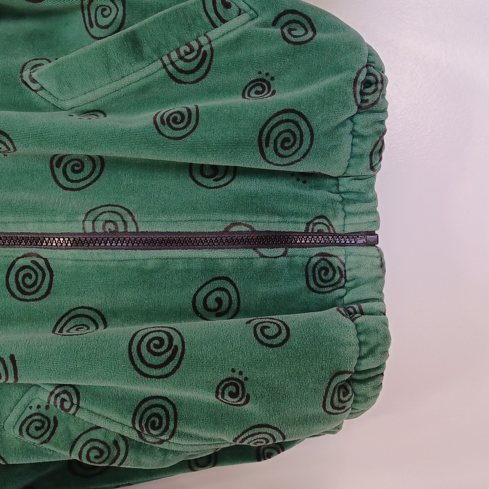 Velour soft green swirl design retro Irish St Patricks Day jacket - Picture 3 of 7